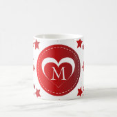 Mug Coeur Rouge Monogramme Et Étoiles (Centre)