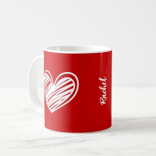 Mug Cœur Rouge Personnalisé – Cadeau pour Demoisel (Devant gauche)