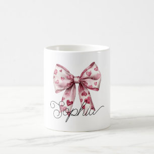 Mug Cœur Rouge Rose Pâle Nœud