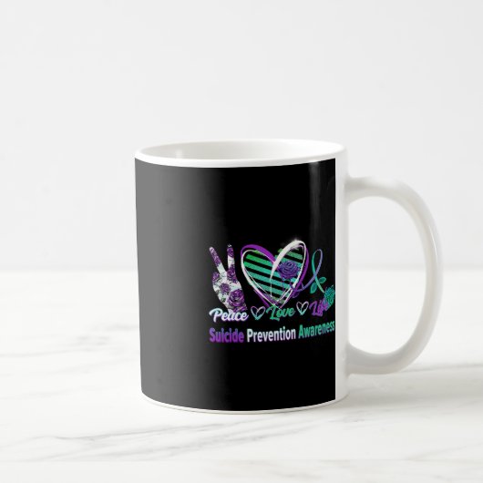 Mug Coeur Ruban Rose Paix Amour Santé mentale Suicide (Droite)