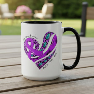 Mug Cœur Ruban Violet Sensibilisation à l'Épilepsie