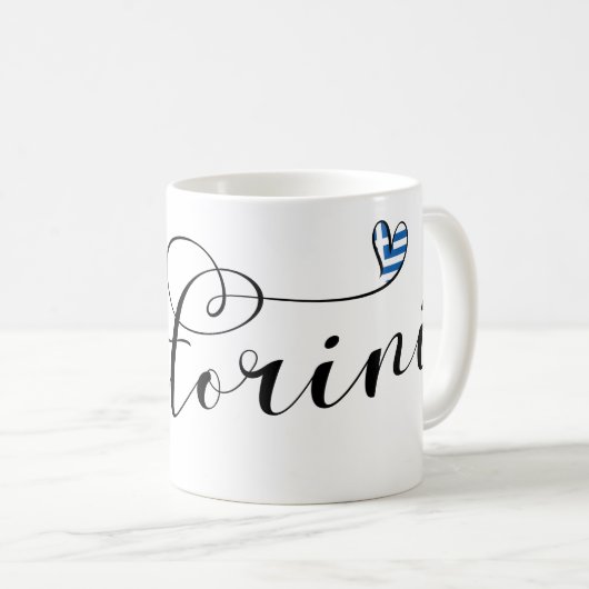 Mug Coeur Santorin En Drapeau, Grèce, Thira (Devant droit)