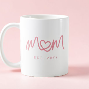 Mug Cœur simple rose écriture maman établie mignonne