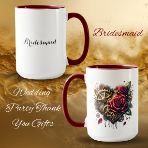 Mug Cœur Steampunk et Roses   Demoiselle d'honneur
