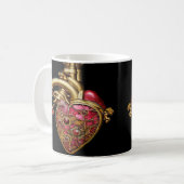 Mug Cœur Steampunk Rubis et Engrenages Anatomiques (Devant gauche)