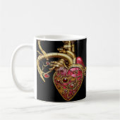 Mug Cœur Steampunk Rubis et Engrenages Anatomiques (Gauche)