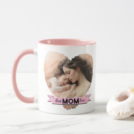 Mug Coeur toi, meilleur maman jamais ruban (Avec donut)