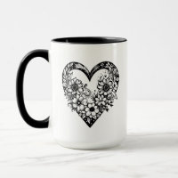 Coeur tribal noir et blanc Personnalisé