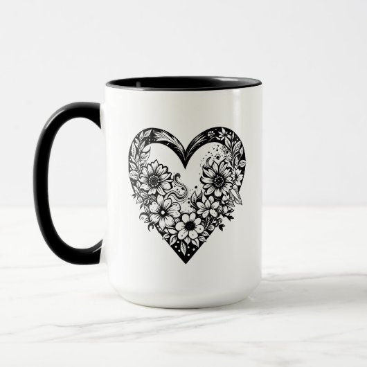 Mug Coeur tribal noir et blanc Personnalisé (Gauche)