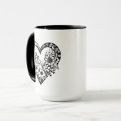 Mug Coeur tribal noir et blanc Personnalisé (Devant gauche)