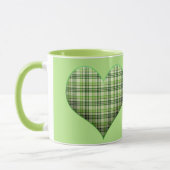 Mug Coeur vert rétro plaid St Patrick I love Irish (Gauche)