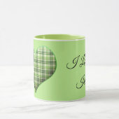 Mug Coeur vert rétro plaid St Patrick I love Irish (Centre)