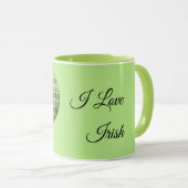 Mug Coeur vert rétro plaid St Patrick I love Irish (Devant droit)