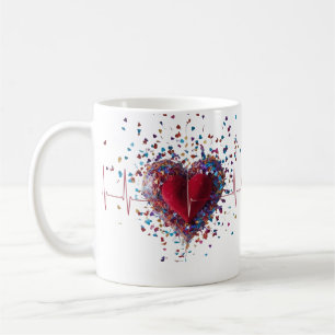 Mug Cœur vibrant de confettis Explosion Rythme cardiaq