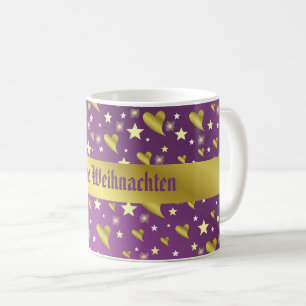 Mug cœur, violet, décoration, médaille, récompense, jo
