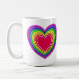 Mug Coeurs 3-d à couches dans les couleurs arc-en-ciel