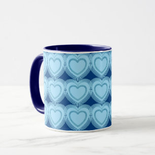 Mug Coeurs Abstraits modernes - Ciel bleu et Cobalt