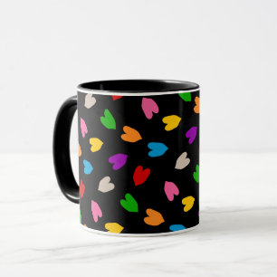 Mug Cœurs Amour Colorés Motif Design Noir
