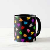 Mug Cœurs Amour Colorés Motif Design Noir (Devant droit)
