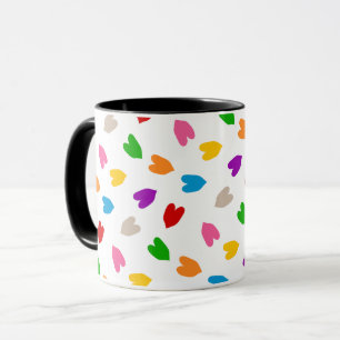 Mug Cœurs Amour Motif Design Coloré Blanc