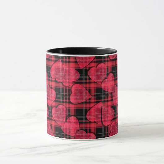 Mug Coeurs amour Valentines Day texture motif rayée (Centre)