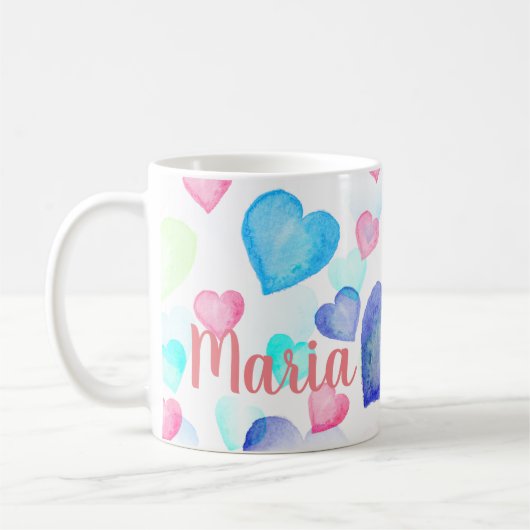 Mug Coeurs aquarelle (Gauche)