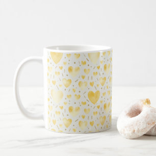 Mug Cœurs aquarelle dorés ensoleillés