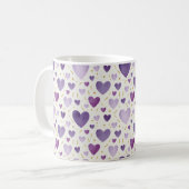Mug Cœurs aquarelle lavande et or peints à la main (Devant gauche)