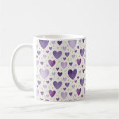Mug Cœurs aquarelle lavande et or peints à la main (Gauche)