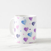 Mug Coeurs Aquarelle Motif rose Bleu pourpre (Devant gauche)
