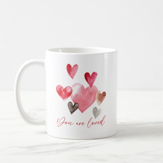 Mug Coeurs aquarelle Vous êtes aimés (Gauche)