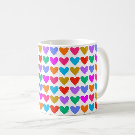 Mug Coeurs arc-en-ciel (Devant droit)