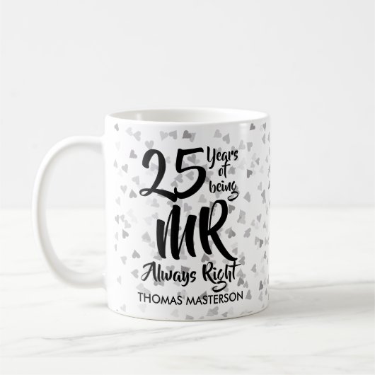 Mug Coeurs argentés de 25ème anniversaire de M. Always (Gauche)