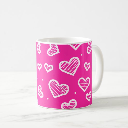 Mug Coeurs artistiques Motif sans couture Arrière - pl (Devant droit)