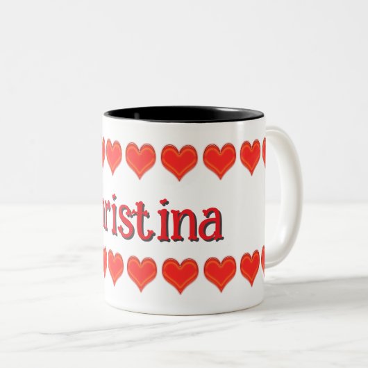Mug - Coeurs avec nom (Devant droit)