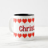 Mug - Coeurs avec nom (Devant gauche)
