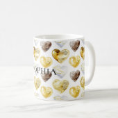 Mug Coeurs blancs au chocolat Or (Devant droit)