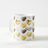 Mug Coeurs blancs au chocolat Or (Devant gauche)