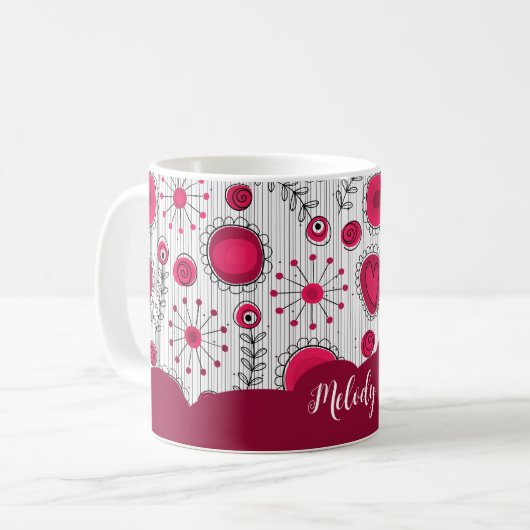Mug Coeurs blancs blancs blancs blancs Whimsical fleur (Devant gauche)