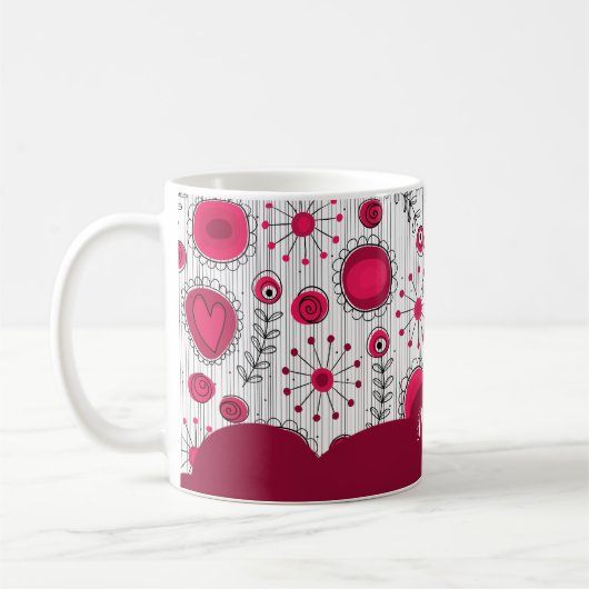 Mug Coeurs blancs blancs blancs blancs Whimsical fleur (Gauche)
