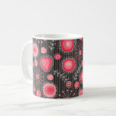 Mug Coeurs blancs et gris et fleurs florales (Devant gauche)