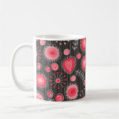 Mug Coeurs blancs et gris et fleurs florales (Gauche)