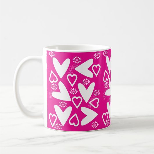 Mug Coeurs blancs Heureuses Saintes-Valentin (Gauche)