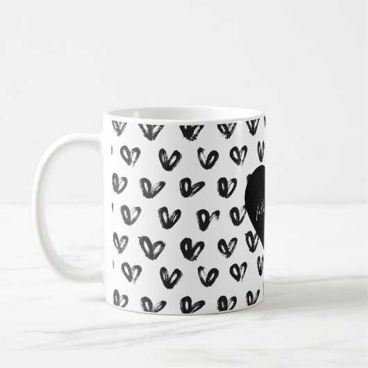 Mug Coeurs blancs noirs (Gauche)