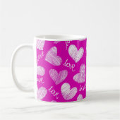 Mug Coeurs Blancs Rose mignon avec script d'amour (Gauche)