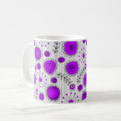 Mug Coeurs blancs violet blanc Whimsical et fleurs flo (Devant gauche)
