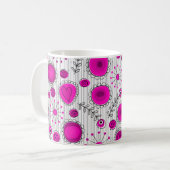 Mug Coeurs blancs Whimsical rose chaud et fleurs flora (Devant gauche)