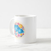 Mug Coeurs Bleus Floral (Devant gauche)