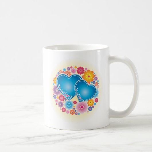 Mug Coeurs Bleus Floral (Droite)