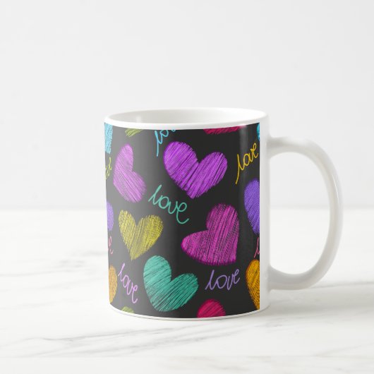 Mug Coeurs Bleus Vibrants avec script d'amour (Droite)